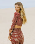 Top cropped manga longa Floral Búzios