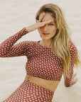 Top cropped manga longa Floral Búzios