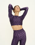 Top cropped manga longa Lucky Purple