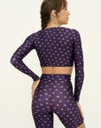 Top cropped manga longa Lucky Purple