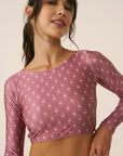 Top cropped manga longa Surya Rosé