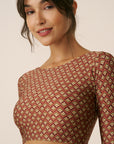 Top cropped manga longa Aura