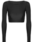 Top Cropped manga longa Preto