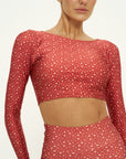 Top cropped manga longa Galaxy