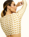 Top cropped manga longa Honey
