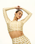 Top cropped manga longa Honey
