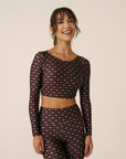 Top cropped manga longa Miragem