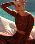 Top cropped manga longa Gaia