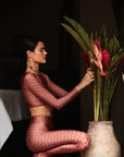 Top cropped manga longa Sunset Tribe