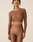 Top cropped manga longa Aura