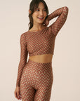 Top cropped manga longa Aura