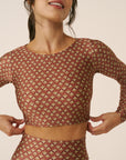 Top cropped manga longa Aura