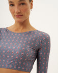 Top cropped manga longa Pétala