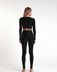 Top Cropped manga longa Preto